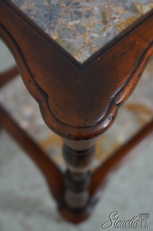 L67214: THEODORE ALEXANDER 2 Tier Mahogany Marble Top Stand gallery