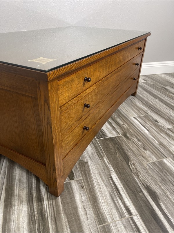 Stickley Harvey Ellis Rectangular Storage Cocktail Table solid Oak 89-743-032 gallery