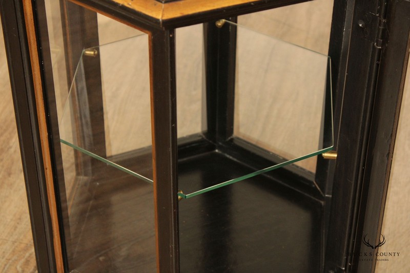 Chinoiserie Decorated Black and Gold Vitrine Side Table gallery