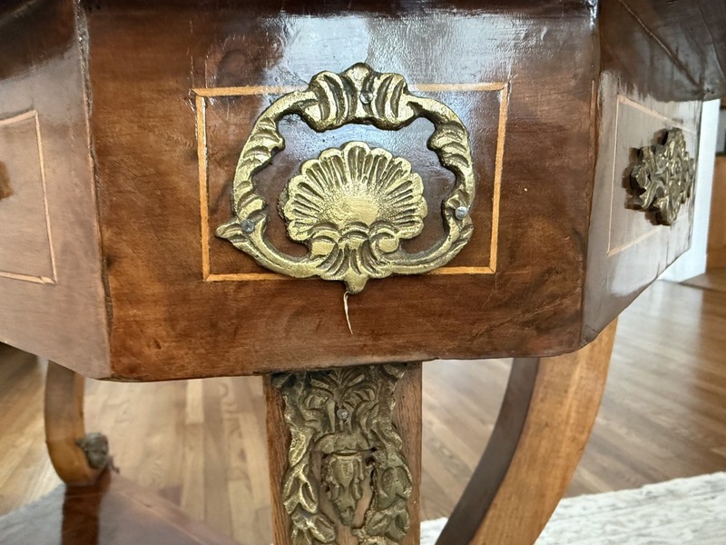 19th Century French Louis XVI Style Brass claw feet Mounted Empire Style Table gallery