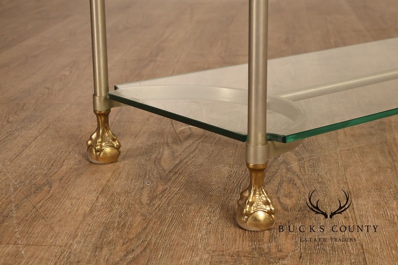 Directoire Style Italian Brass Steel And Glass Two Tier Console Table gallery