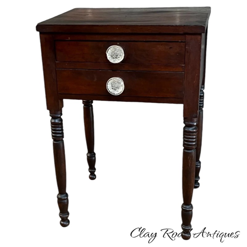antique cherry table 2 drawer night stand end table work original
