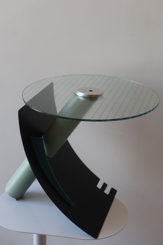 Postmodern Studio Teal and Blue Side Table by Michael Graham, 1987 gallery