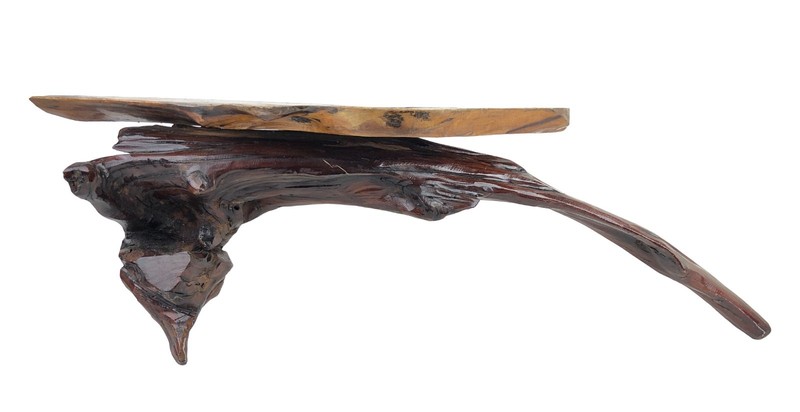 Mid 20th Century Live-Edge Coffee Table w/ Sculptural Root Base gallery