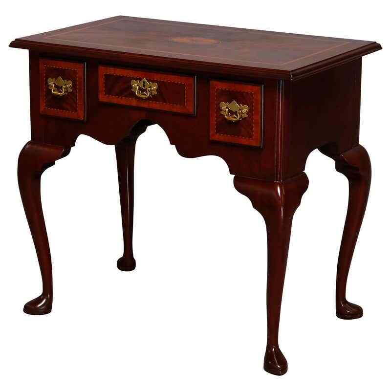 Queen Anne Councill Craftsmen Flame Mahogany Inlaid & Banded Lowboy 20thC