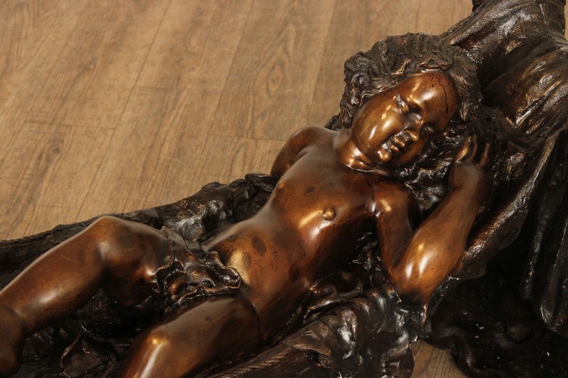 Classical Style Cast Bronze Sleeping Putti Glass Top Coffee Table gallery