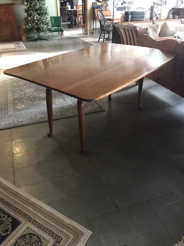ANTIQUE VTG BAUMRITTER ETHAN ALLEN DROP LEAF SOFA TABLE 66” LONG W/SPOON LEGS