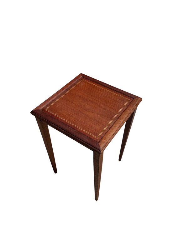 Vintage Nesting Tables Mahogany Gold Inlay Refinished End Tables Pair MCM gallery