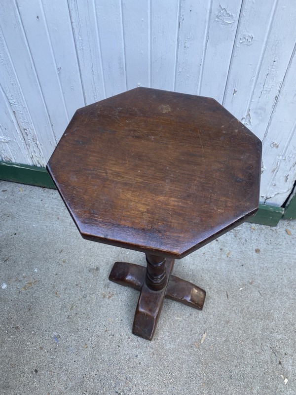 Antique Black Walnut Side Table Wood 1930s Vintage 24.5 inches Tall Dated 1934 gallery