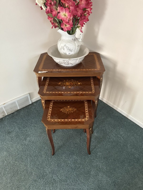 1960 Mid-Century Italian with Inlaid Marquetry Bakers Tables