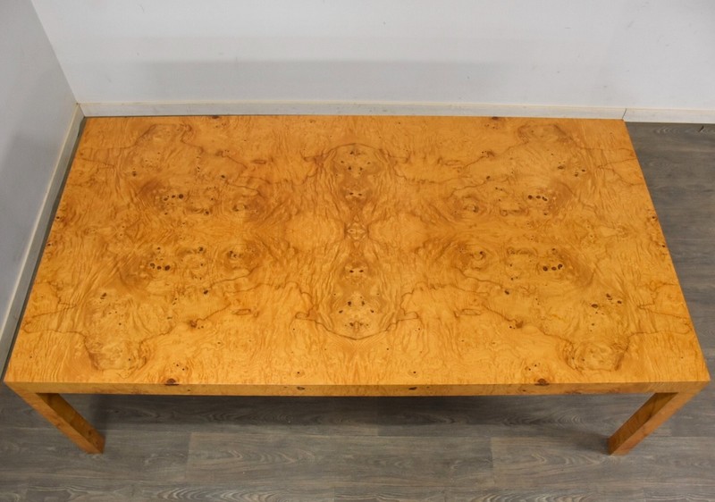 Milo Baughman Seamless 84” Parson Burl Dining Table gallery