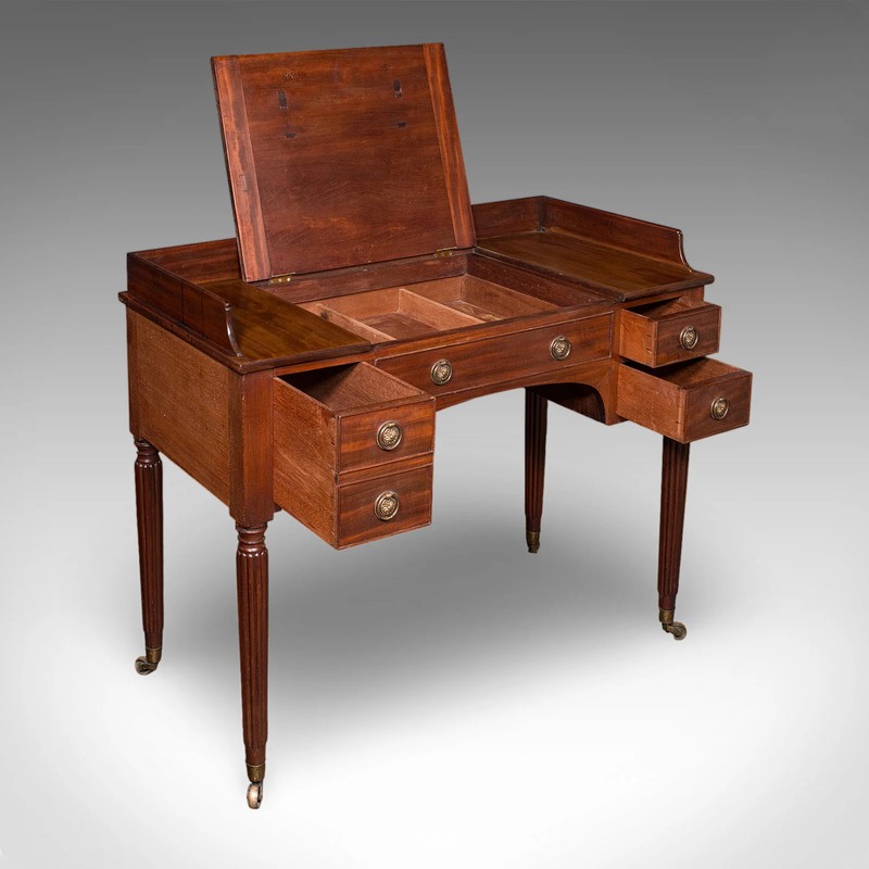 Antique Writing Table, English, Kneehole Desk, Home Office, Study, Regency, 1820