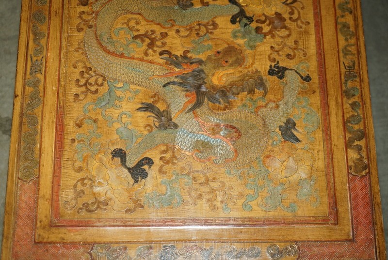 EXTREMELY ORNATE GILT & LACQUERED CHINESE DRAGON CHINOISERIE OPIUM COFFEE TABLE gallery