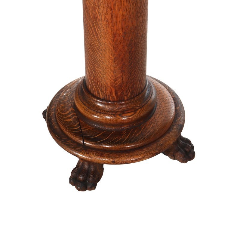 Antique RJ Horner Classical Oak Sculpture Stand C1900 gallery