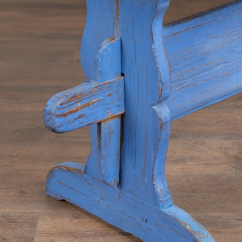 Early 19th-Century Swedish Pine Console Table with Blue Trestle Base gallery