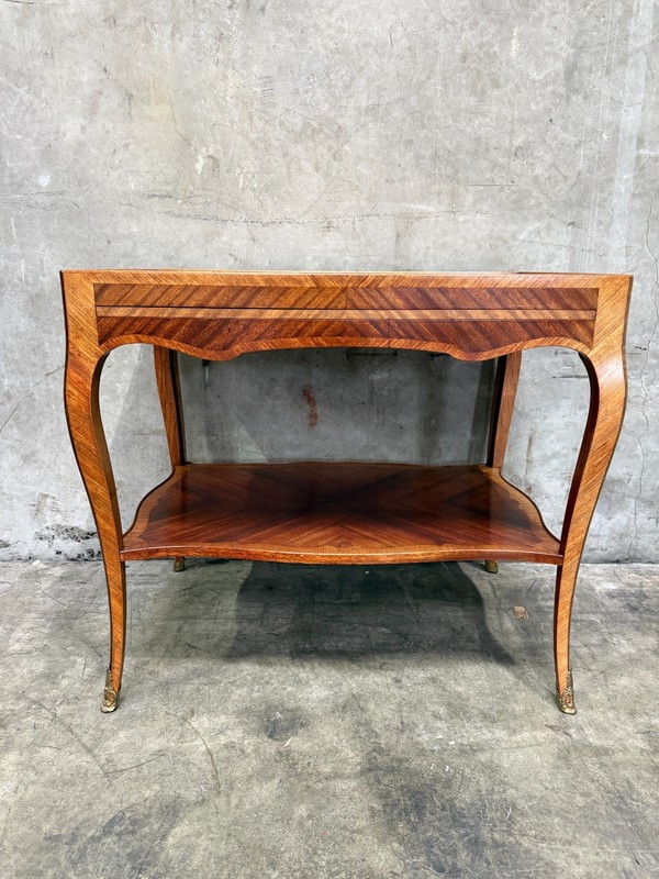 Antique Louis XV Inlaid Parlor Table w Slides France 1880s