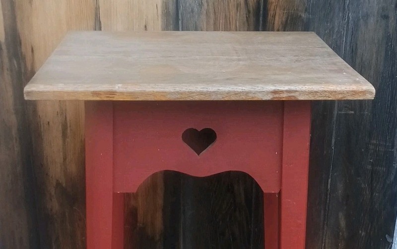 David T. Smith "style" Painted HEART ❤️ WOODEN Side Table VTG RARE 17X17X27.75" gallery