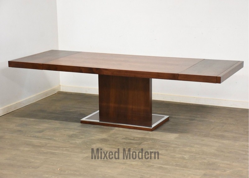 Refinished Walnut and Chrome Dining Table