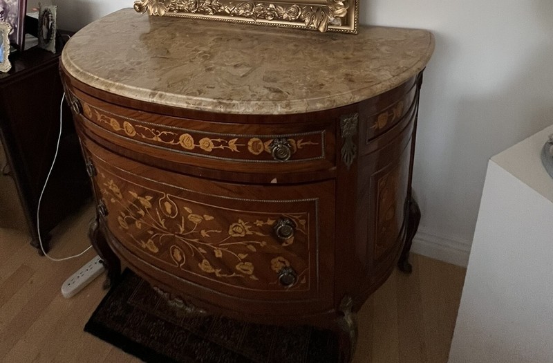 Beige marble top side table (36.5" tall) gallery