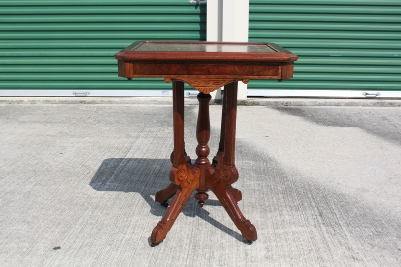 Nice Walnut Victorian Picture Frame Brown Marble Top Table ~Ca.1880