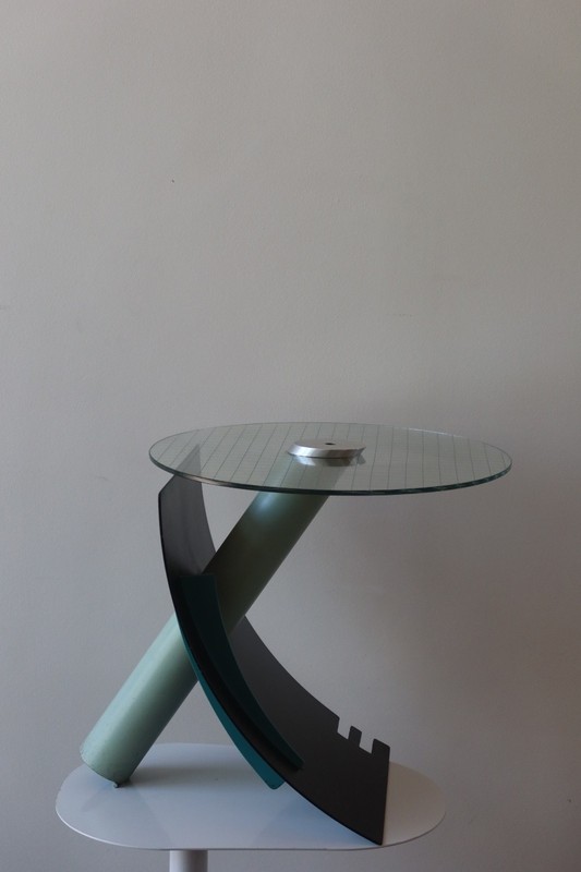 Postmodern Studio Teal and Blue Side Table by Michael Graham, 1987 gallery
