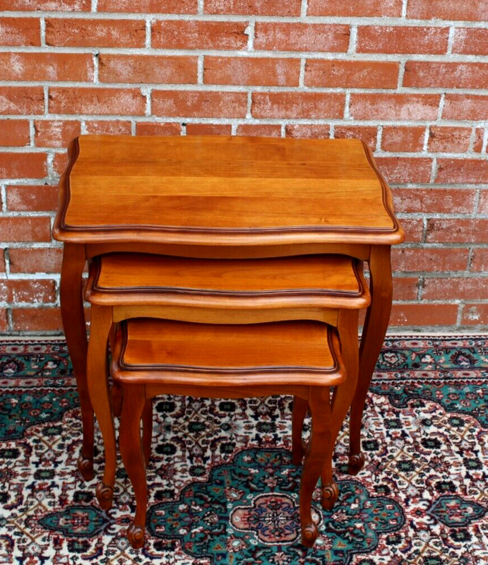 French Antique Maple Wood Louis XV Nesting Tables gallery