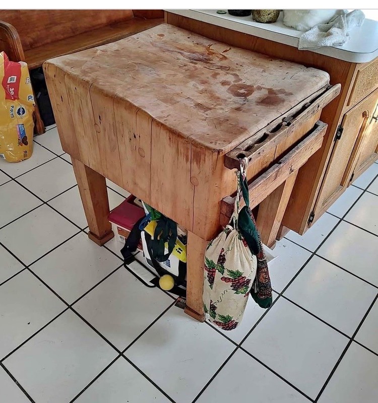 Butcher’s Block Table Solid Wood Vintage Local Pickup Or Best Offer