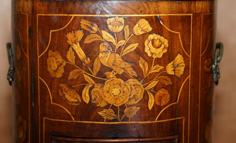 EXQUISITE ANTIQUE CIRCA 1800 DUTCH INLAID WINE COOLER BUCKET CLAW & BALL FEET gallery