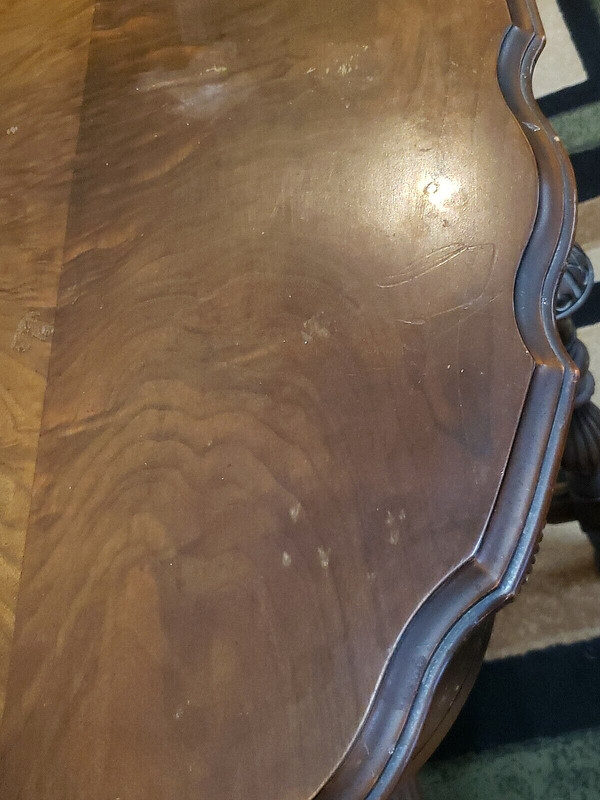 Vintage Parlor Entry Mersman Table #4175 1/2 Inlay Carved Brown 30x36x22 gallery