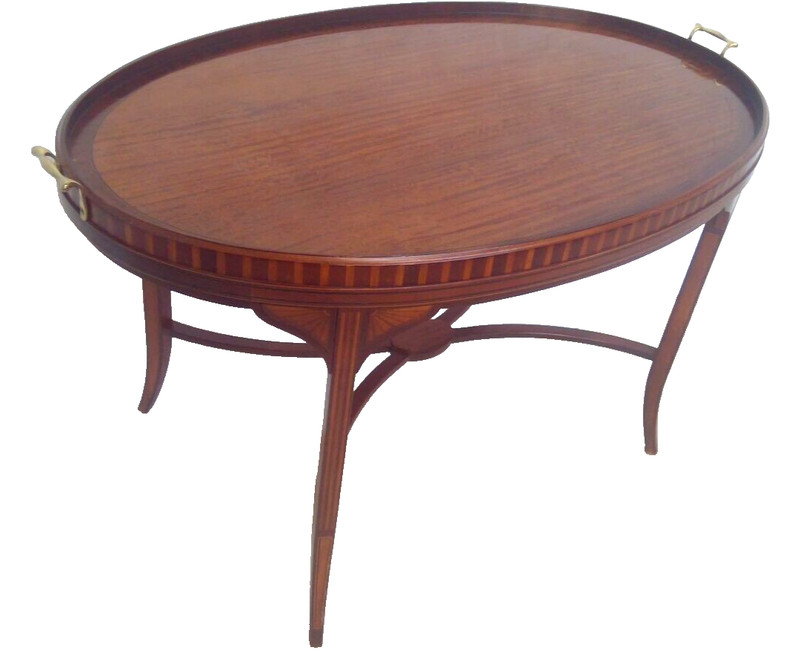 Baker Furniture Historic Charleston Inlaid Mahogany and Satinwood Coffee Table