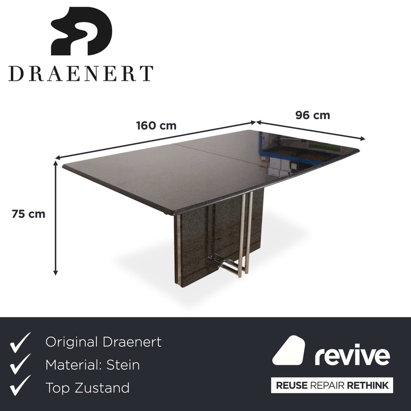 Draenert Dining Table Granite Stone Black Grey Anthracite 160 x 96 cm gallery