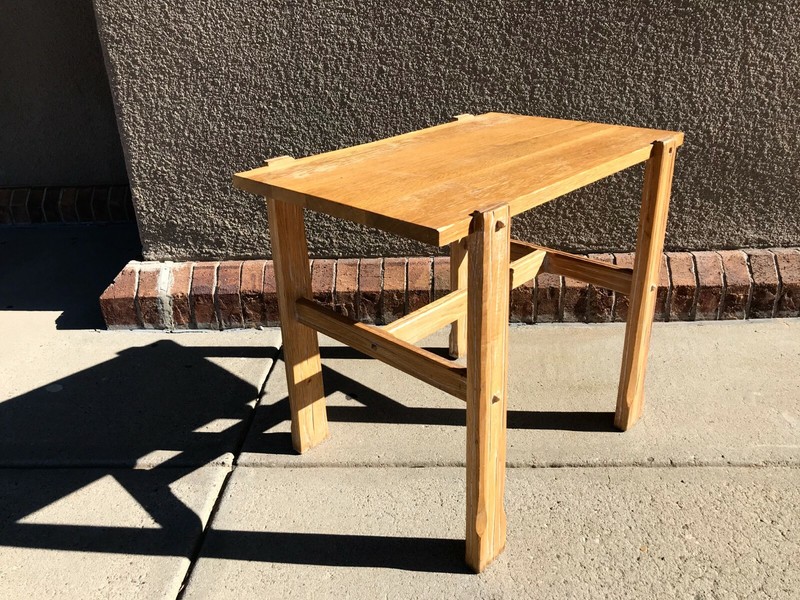 A Brandt Ranch Oak Unique Open Shelf Nightstand Side Table 17 1/4 x 25 x 21 3/4" gallery