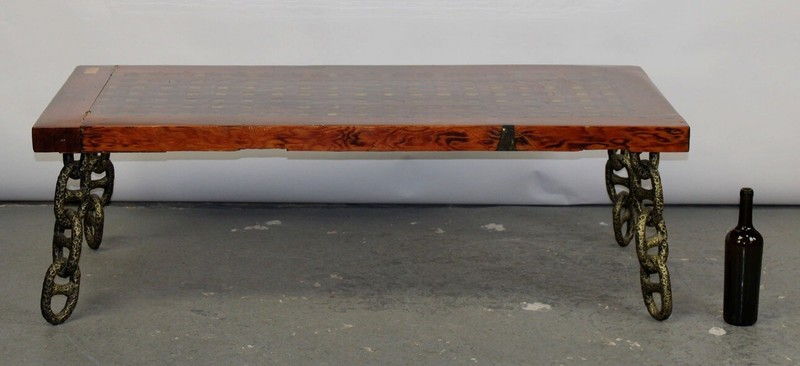 U.S.N.S Ernie Pyle Troop Transport Lacquered Ship Grate Custom Coffee Table.