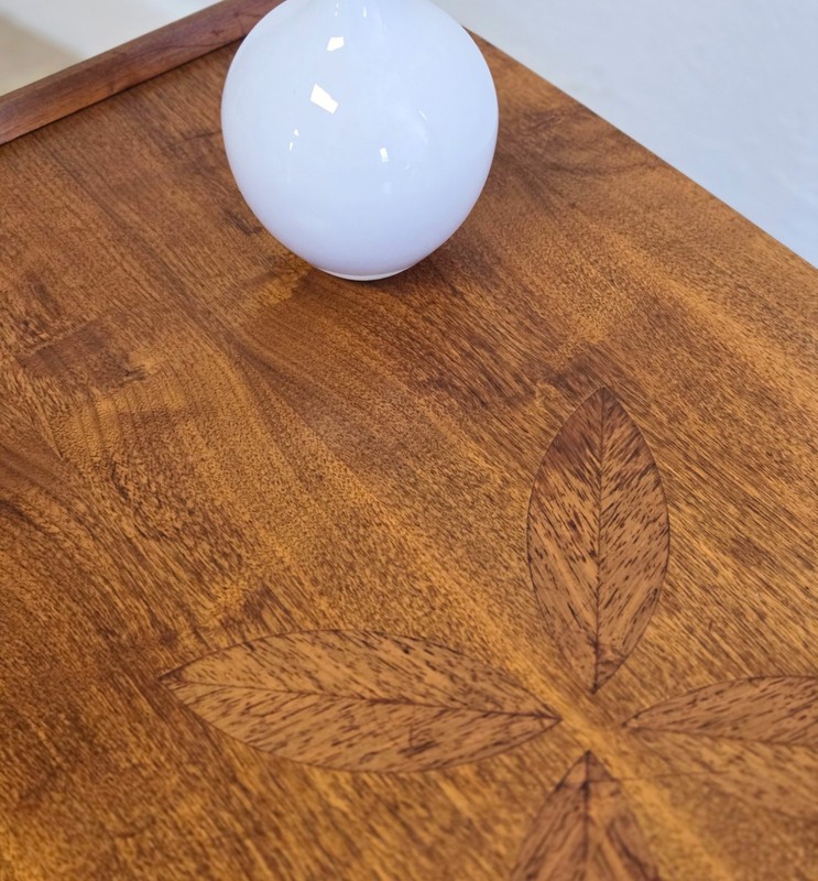 Lane MCM Surfboard End Tables- Flower Inlay Rosewood Walnut PAIR or Choose-1960 gallery