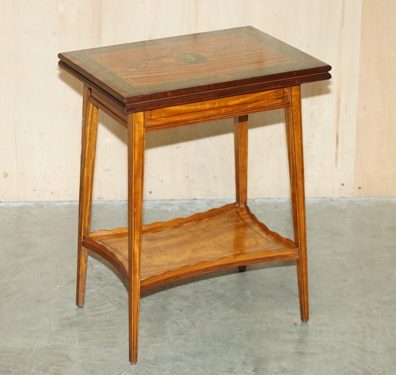 EDITORS CHOICE ANTIQUE HOWARD & SON'S SHERATON REVIVAL GAMES CARDS SIDE TABLE gallery