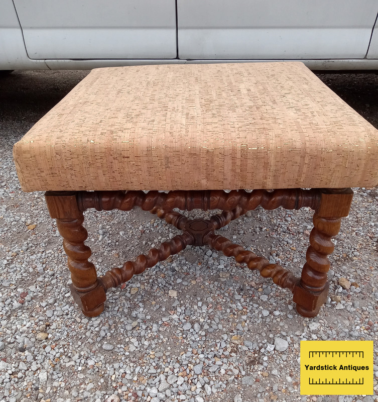 Oak Barley Twist Brindle Cork Print Vinyl Coffee Table / Bench (CT-32)