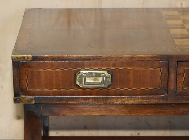VINTAGE CHESS BOARD COFFEE TABLE WITH INTERNAL STORAGE DRAWERS FOR CHESS PIECES gallery