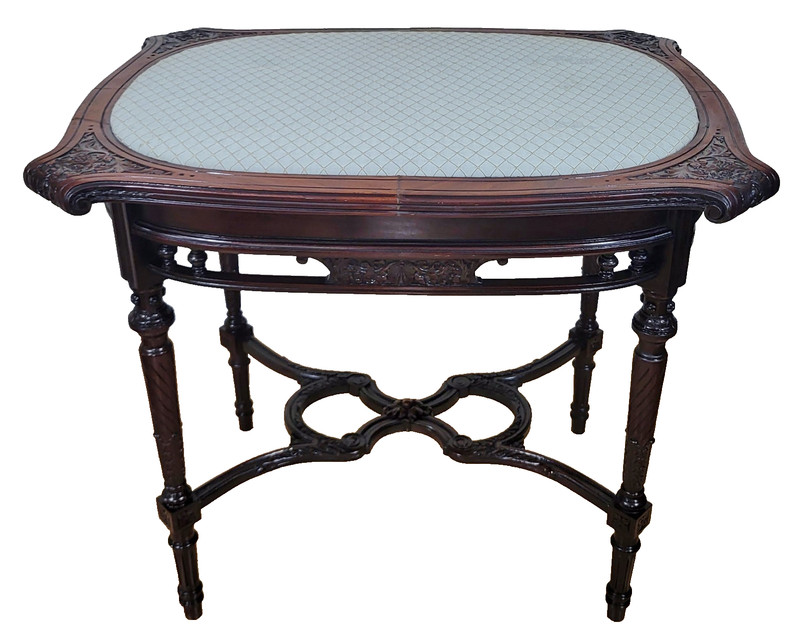 Antique AMERICAN 19th C Victorian CARVED WALNUT Parlor CENTER Card Game TABLE