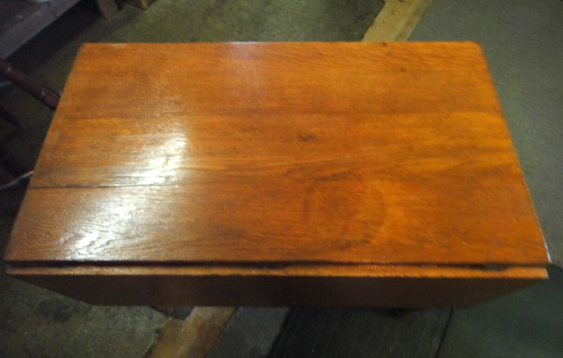 Antique OAK WOOD DROP LEAF TABLE CAST IRON HINGE LEAF SUPPORTS VG READ gallery