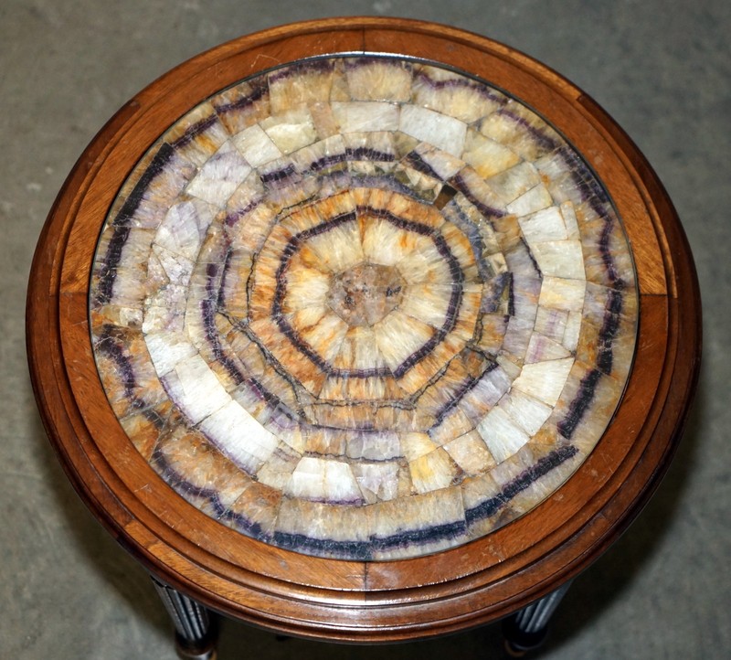 IMPORTANT EXQUISITE ANTIQUE VICTORIAN BLUE JOHN PLATEAUS SIDE END TABLE gallery