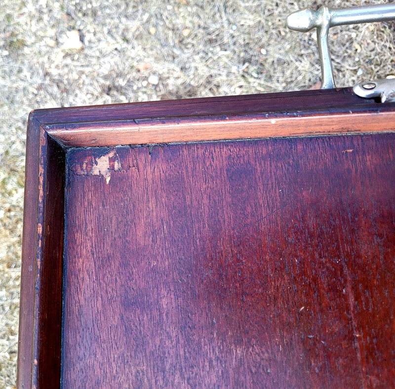 Rare R. R. Scheibe Convertible Table-Tray Nickle Brass Hardware Patented 1926 gallery