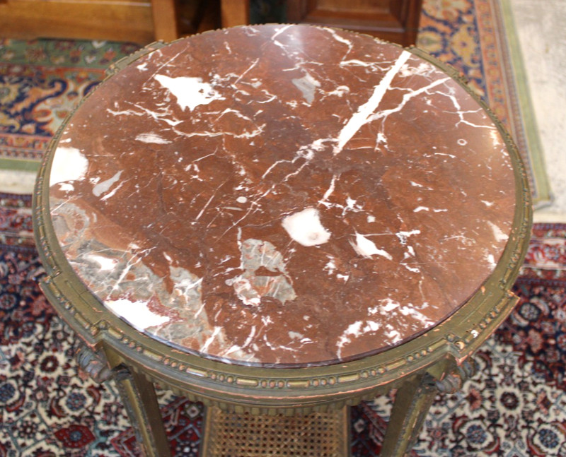 Antique French Louis XVI Marble Top Round Side Table gallery