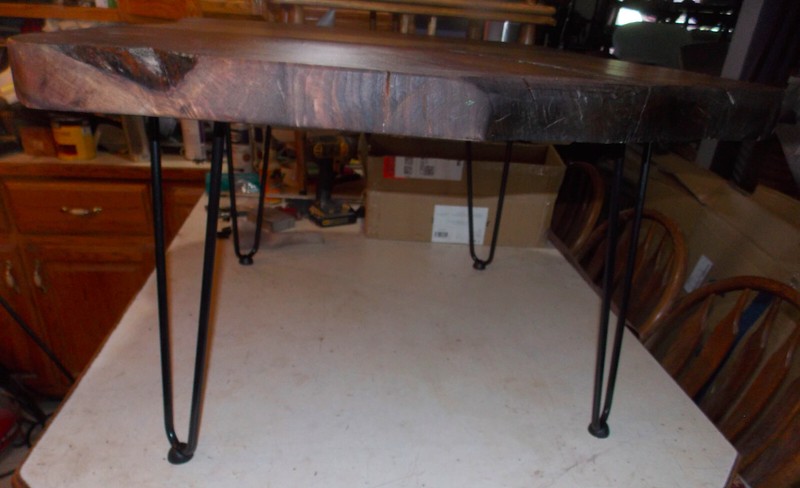 Live Edge Solid Walnut Coffee Table with Hairpin Legs (CT-105) gallery