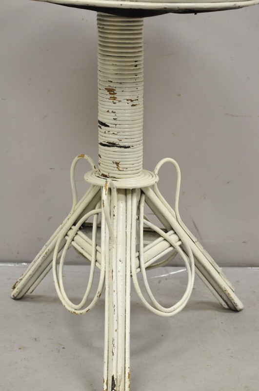 Antique Victorian Bentwood Wicker Rattan White Painted Accent Side Table gallery