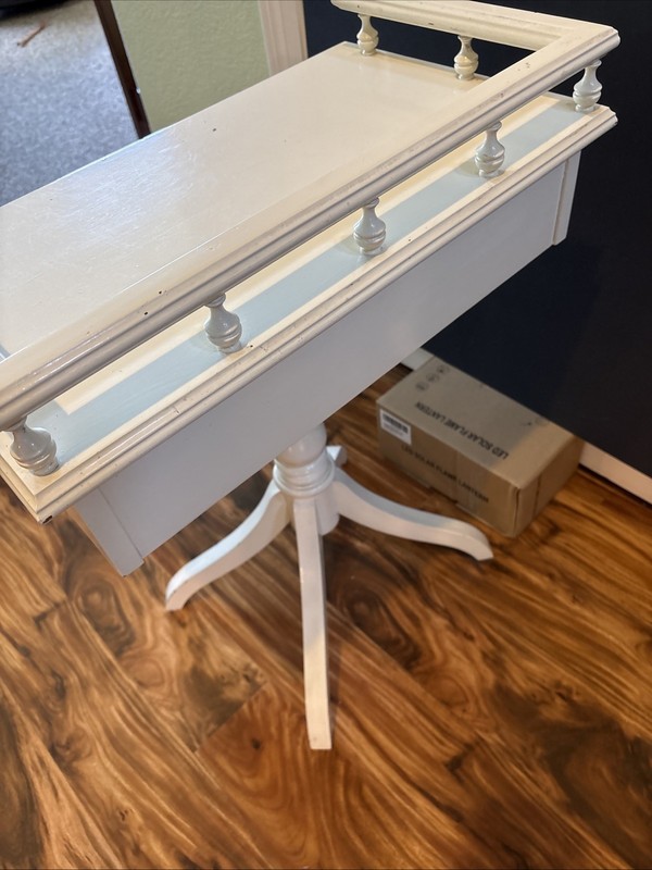 VTG-French Rectangular Accent Table With Drawer-white Chippy-very Cute! gallery