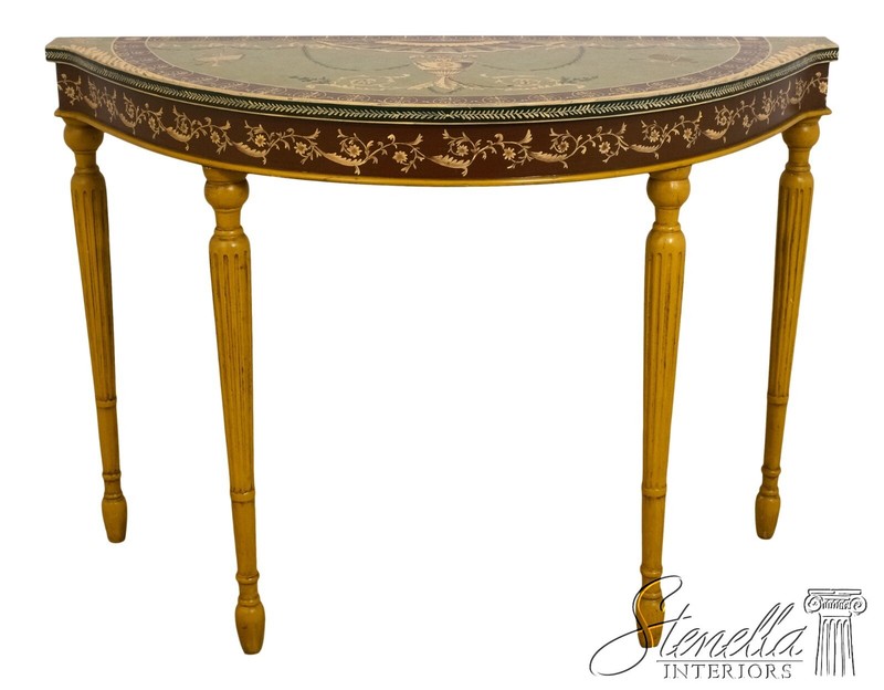 F51820EC: Adams Paint Decorated 1/2 Round Console Table