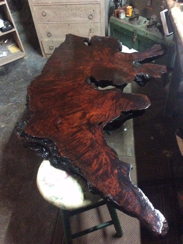 Vintage California Redwood Burl Coffee Table/slab Live Edge, Old Growth Antique