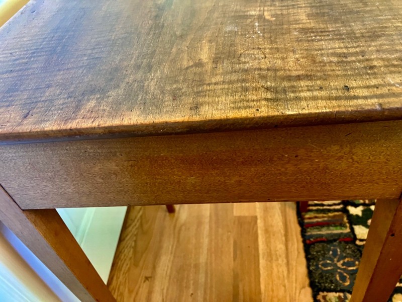 Antique 19th C. Tiger Maple 1-Drawer Stand, Side Table, Dovetailed, Cut Nails gallery