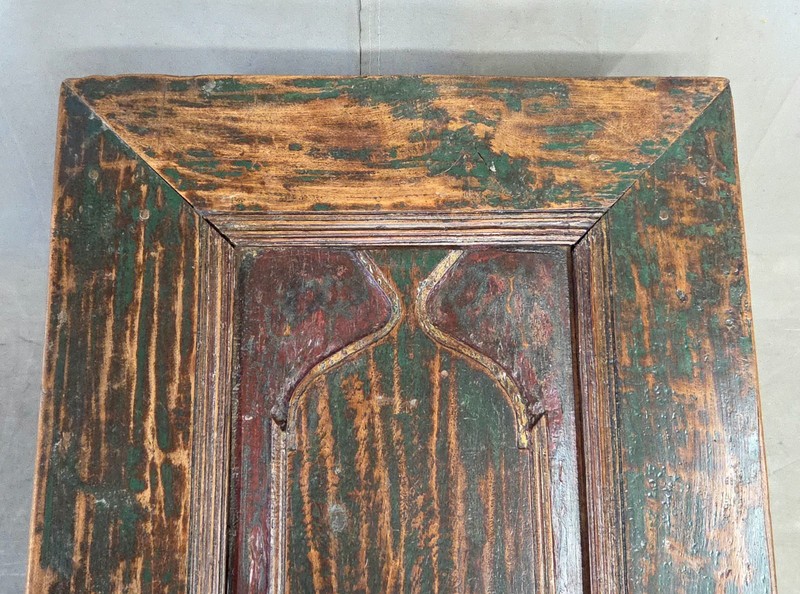 Vintage Teak Coffee Table Made From an Old Reclaimed Door With Green Paint gallery