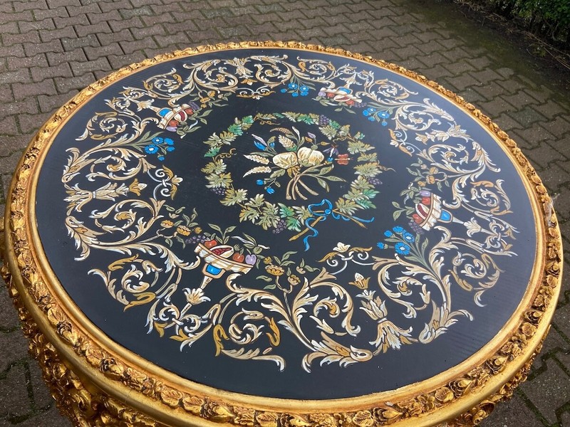 Table Italian Baroque Rococo Gold Leaf Floral Art Centerpiece Vintage Decor gallery